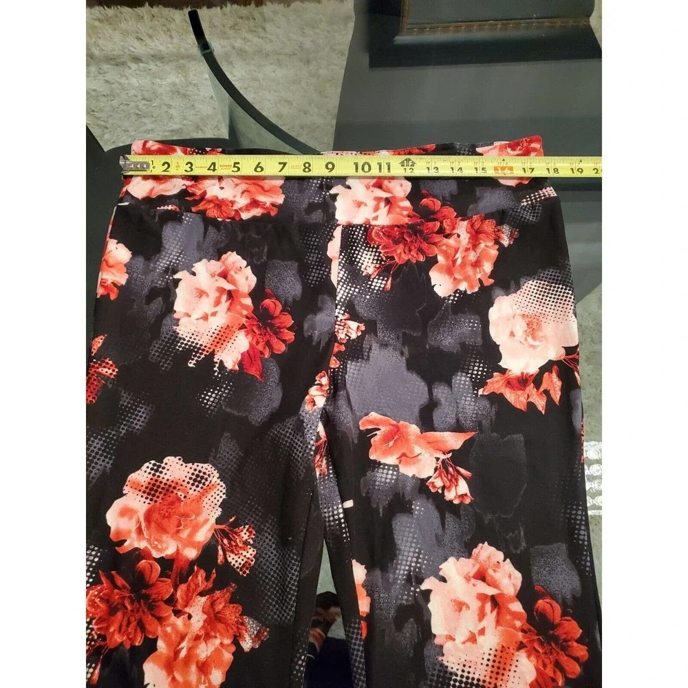 No Boundaries Women's Black Floral Polyester Mid Rise Pull On Trouser Pant 3XL - Picture 7 of 9